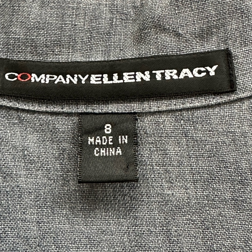 ELLEN TRACY Blue Linen Shirtdress Casual Lounge Sleeveless Button Front, Size 8 - Picture 11 of 13